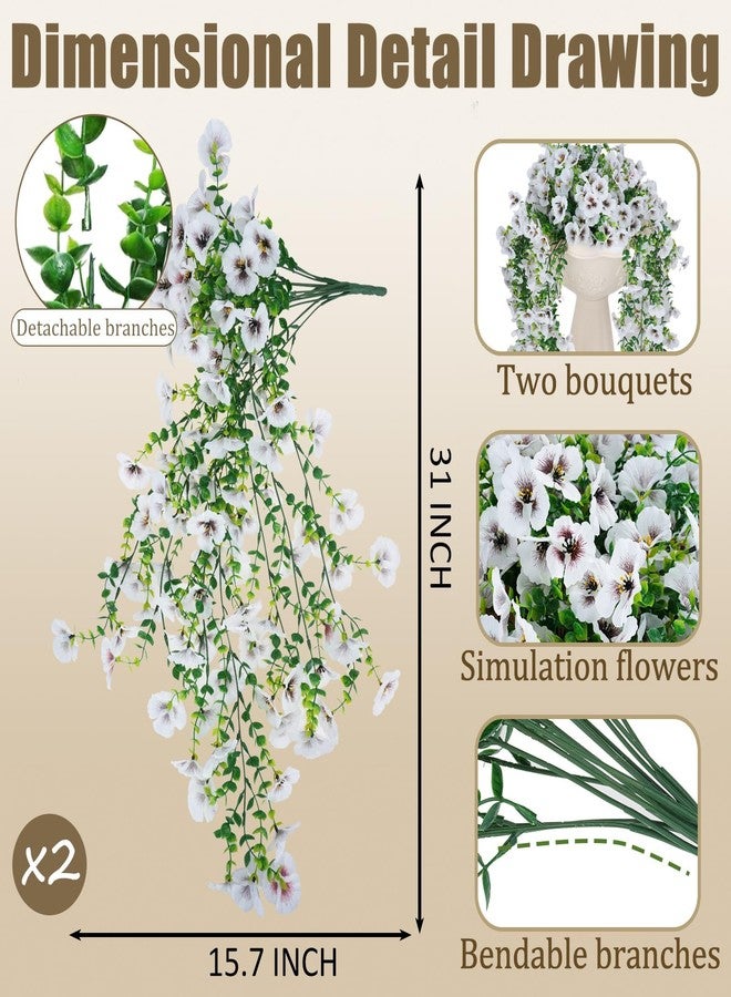 Trimgrace Fake Flowers Outdoor,2 Pack Artificial Orchids for Wedding Outdoor Hanging ​Baskets – UV Resistant Long Faux Phalaenopsis for Front Porch, Table Centerpieces Party​ Spring Decoration(White) - Image 2