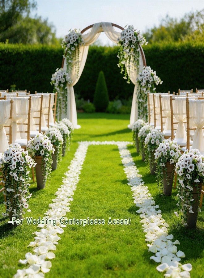Trimgrace Fake Flowers Outdoor,2 Pack Artificial Orchids for Wedding Outdoor Hanging ​Baskets – UV Resistant Long Faux Phalaenopsis for Front Porch, Table Centerpieces Party​ Spring Decoration(White) - Image 3