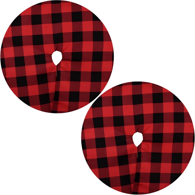 Jerify 2 Pieces 15 Inches Mini Christmas Buffalo Tree Skirt Red and Black Plaid Double Layers Tree Skirt for Xmas Home Party Decors  - Image 1