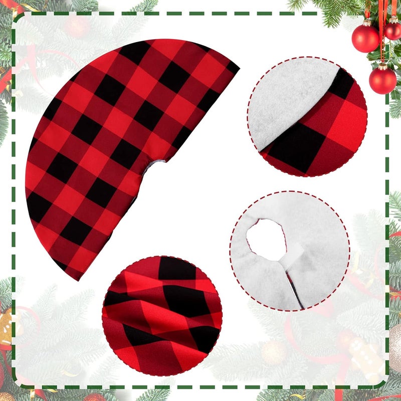 Jerify 2 Pieces 15 Inches Mini Christmas Buffalo Tree Skirt Red and Black Plaid Double Layers Tree Skirt for Xmas Home Party Decors  - Image 3
