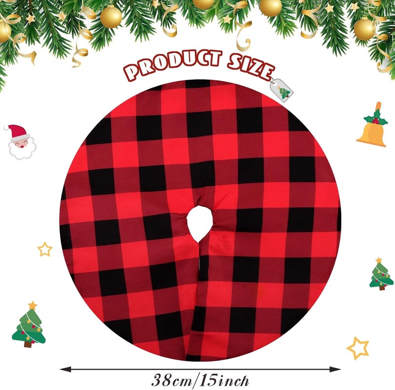 Jerify 2 Pieces 15 Inches Mini Christmas Buffalo Tree Skirt Red and Black Plaid Double Layers Tree Skirt for Xmas Home Party Decors  - Image 2
