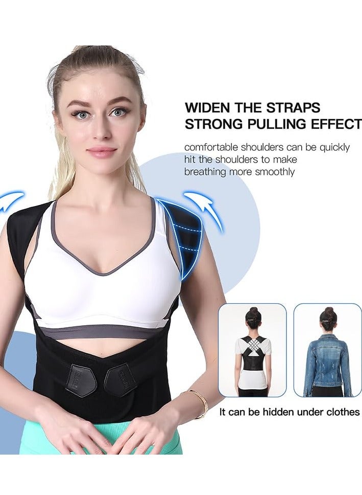 YUFAN Posture Corrector Adjustable Shoulder Straightener Back Support Brace for Women and Men Upper Spine Scoliosis Pain Relief Daily Use Size M 40-50kg - Image 4