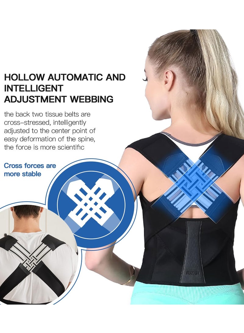 YUFAN Posture Corrector Adjustable Shoulder Straightener Back Support Brace for Women and Men Upper Spine Scoliosis Pain Relief Daily Use Size M 40-50kg - Image 2
