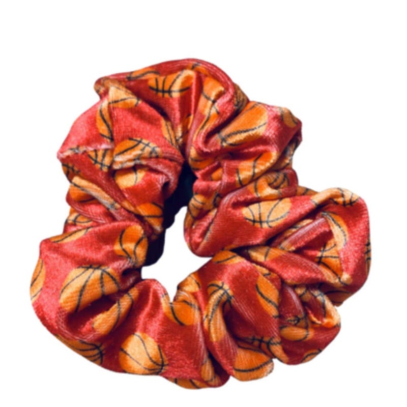 Infinity Collection  Basketball Scrunchies Red  NoCrease  Tangle Premium Velvet Hair Accessories  For All Hair Types  Gifts for Sports Fan