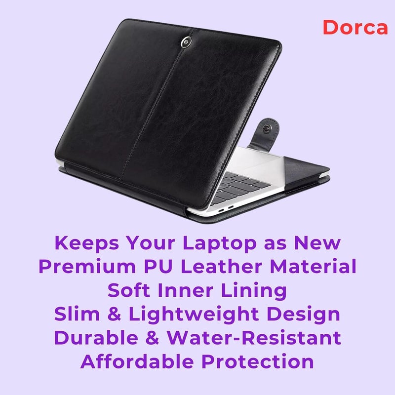 Dorca ® Orginal PU Case Cover for Dell Inspiron 14 7430 2-in-1 Laptop - (PU Leather, Black) - Image 2