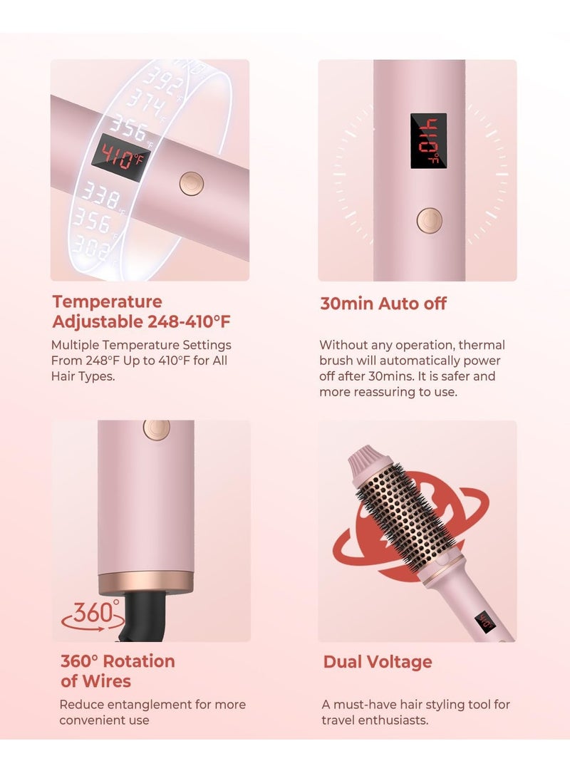 RATSAW - Hair Brush Hair Styling Comb Thermal Brush 1.5 Inch Fast Heated Curling Brush Tourmaline Ionic LCD Display Temperature Adjustable Pink - Image 1