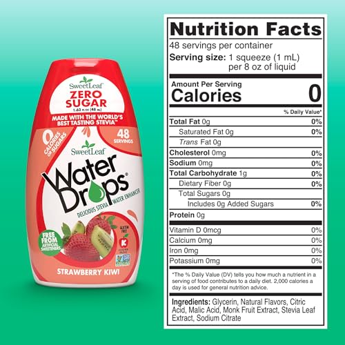 SweetLeaf Water Drops - Strawberry Kiwi Water Enhancer, Sugar Free Sweet Leaf Stevia Water Flavoring Drops, 1.62 Oz Ea (Pack of 2) - Image 2