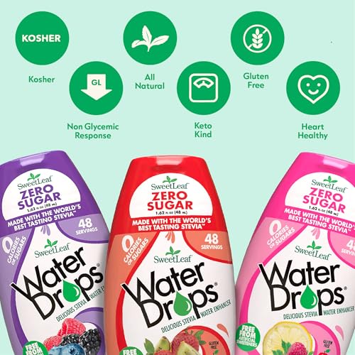 SweetLeaf Water Drops - Strawberry Kiwi Water Enhancer, Sugar Free Sweet Leaf Stevia Water Flavoring Drops, 1.62 Oz Ea (Pack of 2) - Image 5