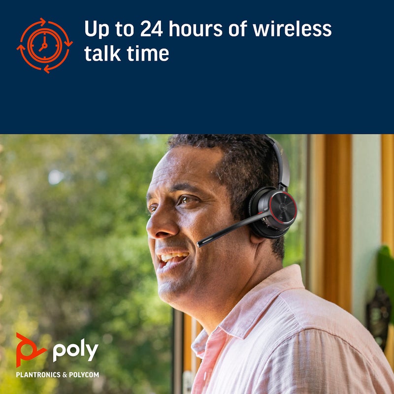 Poly سماعة رأس لاسلكية Poly - Voyager 4320 UC (بلانترونيكس) - سماعات مع ميكروفون بوم - الاتصال بالكمبيوتر/ماك عبر محول USB-C بلوتوث، الهاتف المحمول عبر بلوتوث - تعمل مع Teams و Zoom والمزيد، أسود - Image 5