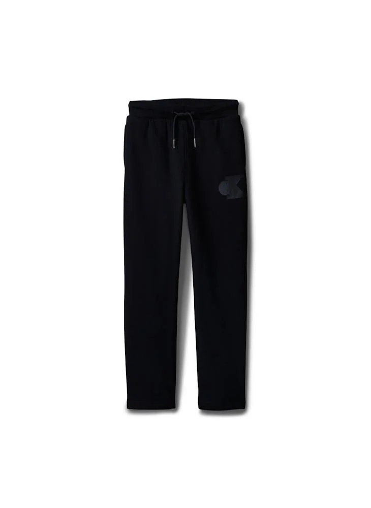 Calvin Klein Jeans BLACK [CSI] 25CW1000175CK Texured Logo Straight Leg Terry Joggers for Men | Best Price UAE