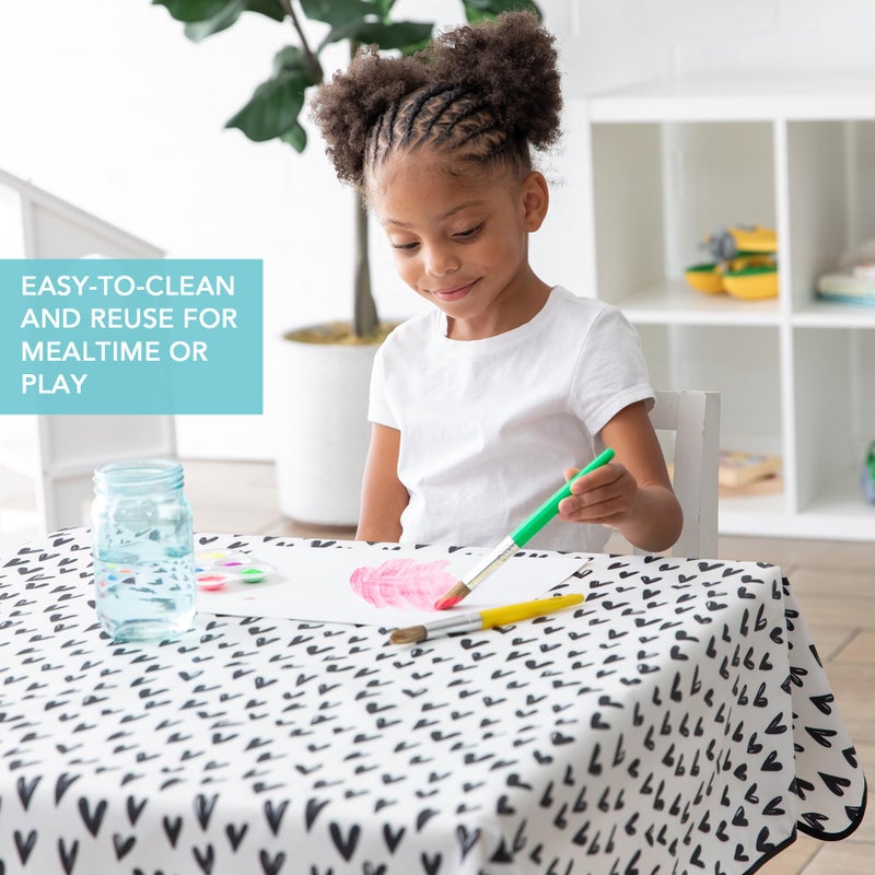 Bumkins Baby Splat Mat for Under High Chair, Babies Toddlers Eating Mess Mat, Waterproof Reusable Cloth for Arts and Crafts, Playtime Mat for Kids, Floors or Tables, Fabric 42inx42in, Black Hearts - Image 4