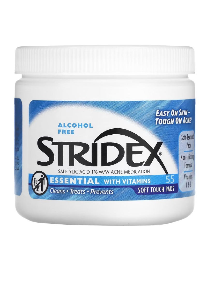 Stridex Free One-Step Acne Elimination 55 Cotton Pads Soft Touch 4.21 inch