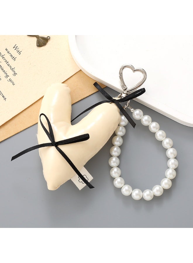 NIBEMINENT Phone Charm/ Chain Strap for Women Girls, Leather Love Bow Cell Phone Case Lanyard Wrist Strap,K4761/White - Image 1