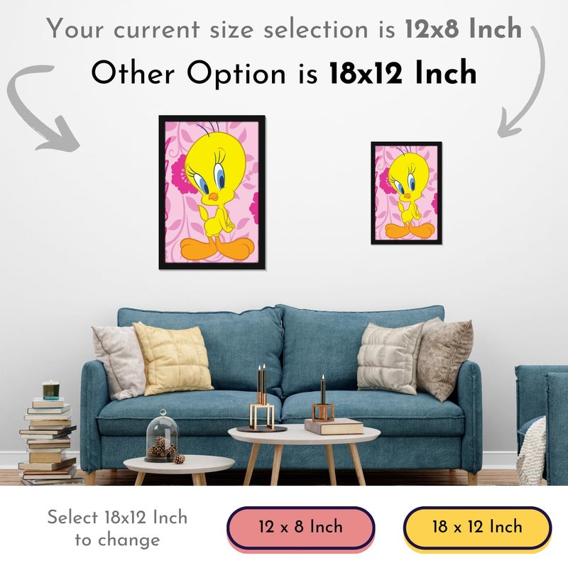Mad Masters Tweety Yellow Cartoon Bird Painting Hanging Photo Frame Decorative Item for Living Room Bedroom Home Decor and Wall Decoration MM 2876 8x12 Inch Paper Without Plexi Glass - Image 4