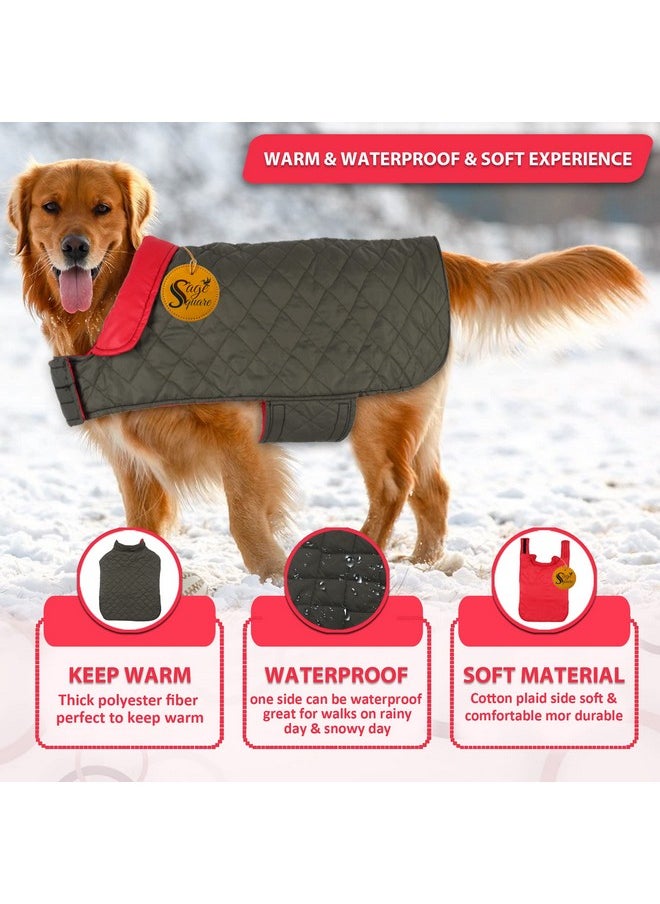 Sage Square Dog Fleece Jacket Reversible Dog Vest Waterproof, Windproof Cold Weather Dog Clothes Pet Apparel For Dogs (Red) (Medium) (18 Inches)  - Image 2