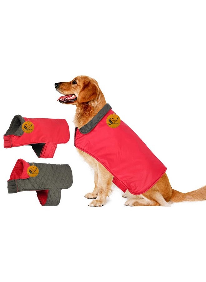Sage Square Dog Fleece Jacket Reversible Dog Vest Waterproof, Windproof Cold Weather Dog Clothes Pet Apparel For Dogs (Red) (Medium) (18 Inches)  - Image 1