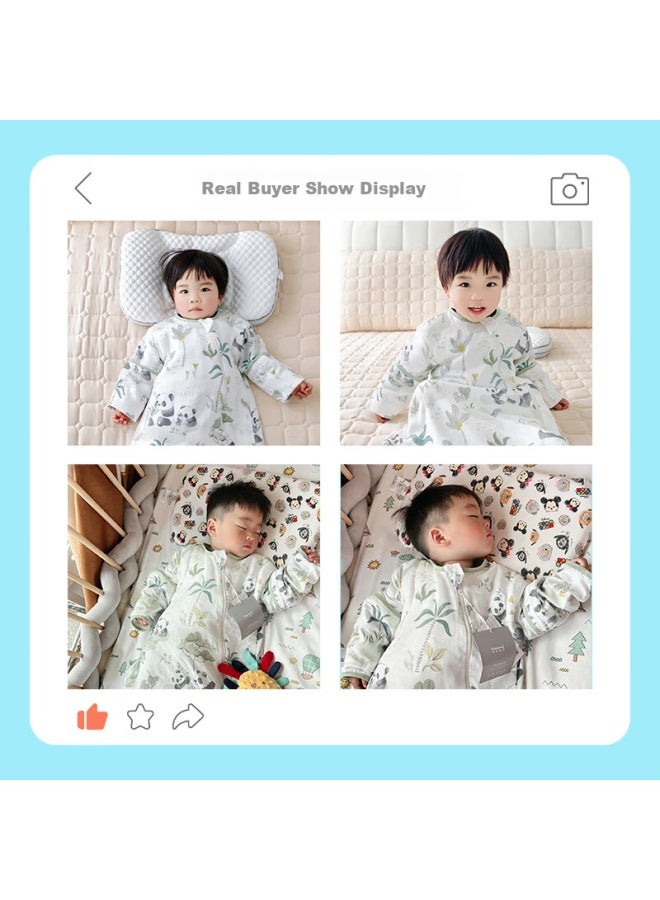 Kidsneed Baby Sleeping Bag Children's Spring And Summer Front 6 Back 4 Bamboo Cotton Gauze Leg-wrapped Baby Onesie Anti-kick Quilt Panda M Code