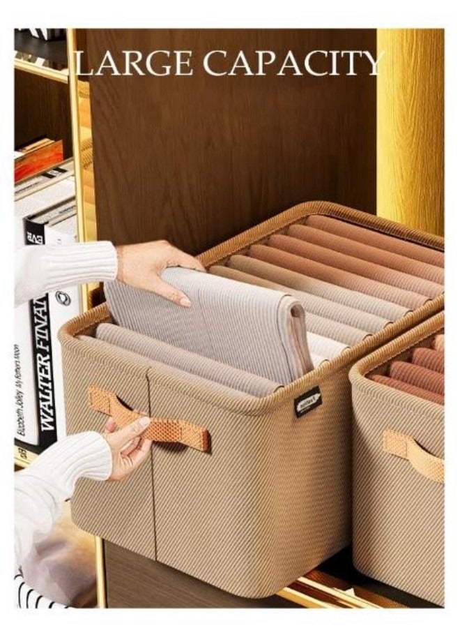 JACIRCLE 1/2/3-piece wardrobe and clothing storage box set; foldable fabric wardrobe storage box; dustproof, large capacity, waterproof fabric storage box; suitable for clothing, jeans, etc.; washable; with handle; cubic storage box; suitable for home bedroom desktops, wardrobes, and storage rooms. - Image 3
