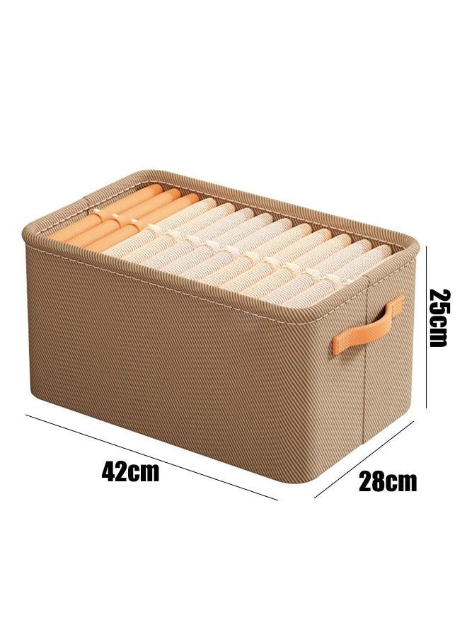 JACIRCLE 1/2/3-piece wardrobe and clothing storage box set; foldable fabric wardrobe storage box; dustproof, large capacity, waterproof fabric storage box; suitable for clothing, jeans, etc.; washable; with handle; cubic storage box; suitable for home bedroom desktops, wardrobes, and storage rooms. - Image 2