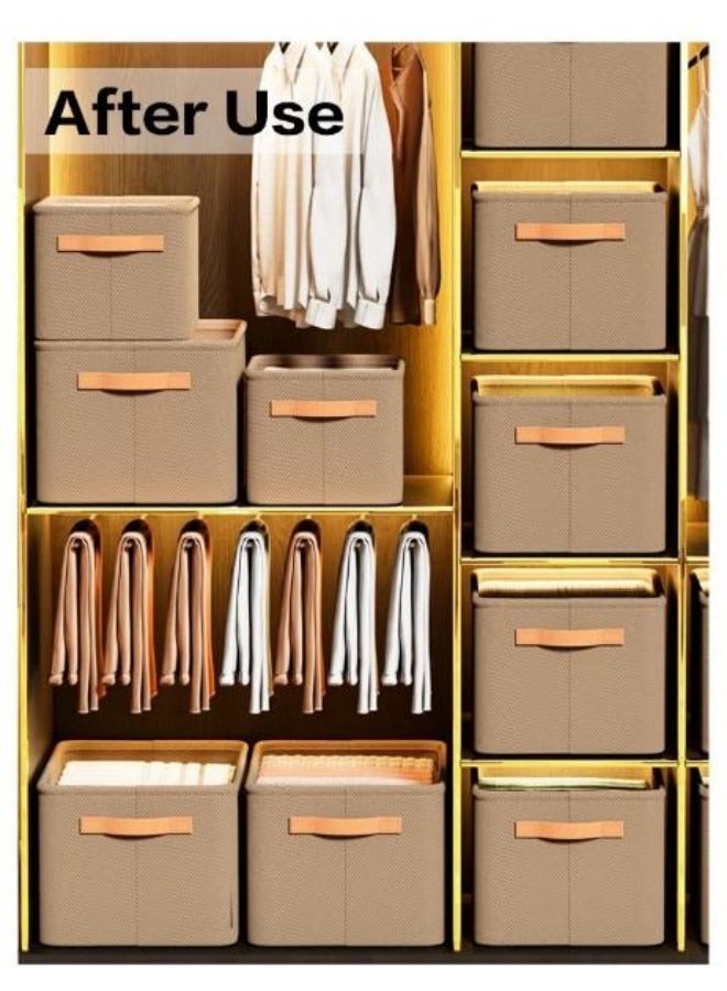 JACIRCLE 1/2/3-piece wardrobe and clothing storage box set; foldable fabric wardrobe storage box; dustproof, large capacity, waterproof fabric storage box; suitable for clothing, jeans, etc.; washable; with handle; cubic storage box; suitable for home bedroom desktops, wardrobes, and storage rooms. - Image 5