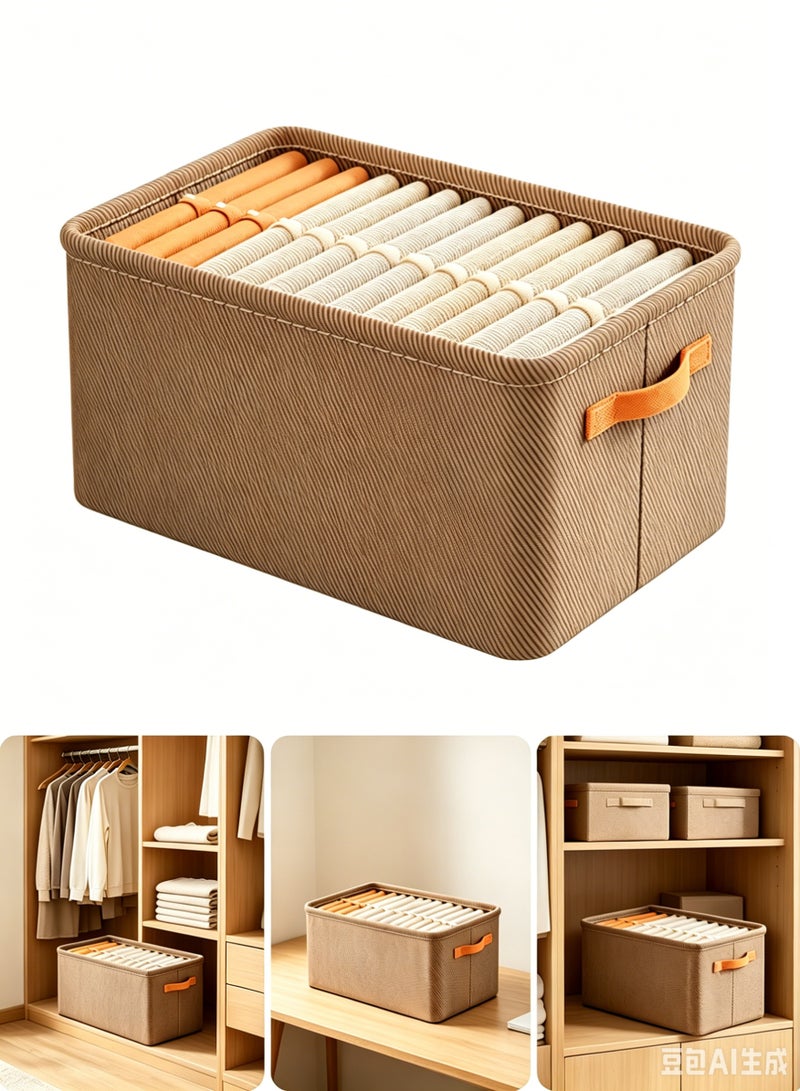 JACIRCLE 1/2/3-piece wardrobe and clothing storage box set; foldable fabric wardrobe storage box; dustproof, large capacity, waterproof fabric storage box; suitable for clothing, jeans, etc.; washable; with handle; cubic storage box; suitable for home bedroom desktops, wardrobes, and storage rooms. - Image 1