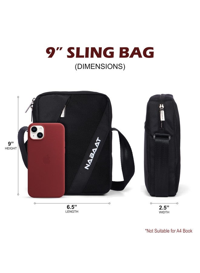 NABAAT MidiMover Sling Bag for Men & Women, Passport Bag for Men, Mini Side Bag for Men, Stylish Crossbody Bag Travel Hand Bag, Small Cash Collection Stylish bags for Men Travel (Black) - Image 3