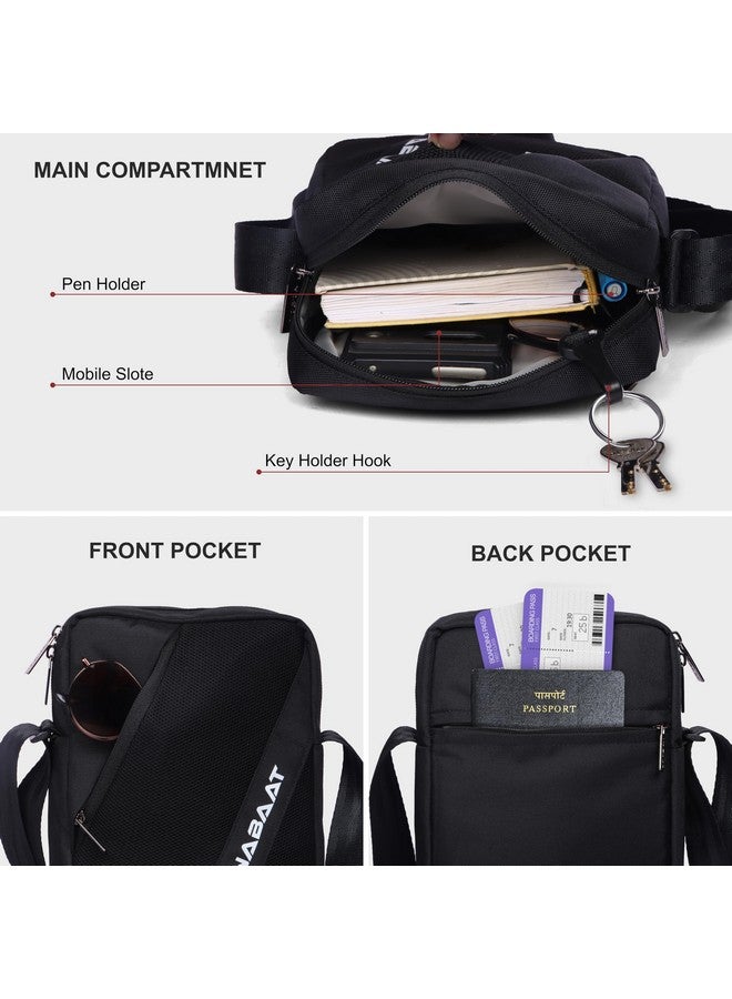 NABAAT MidiMover Sling Bag for Men & Women, Passport Bag for Men, Mini Side Bag for Men, Stylish Crossbody Bag Travel Hand Bag, Small Cash Collection Stylish bags for Men Travel (Black) - Image 4