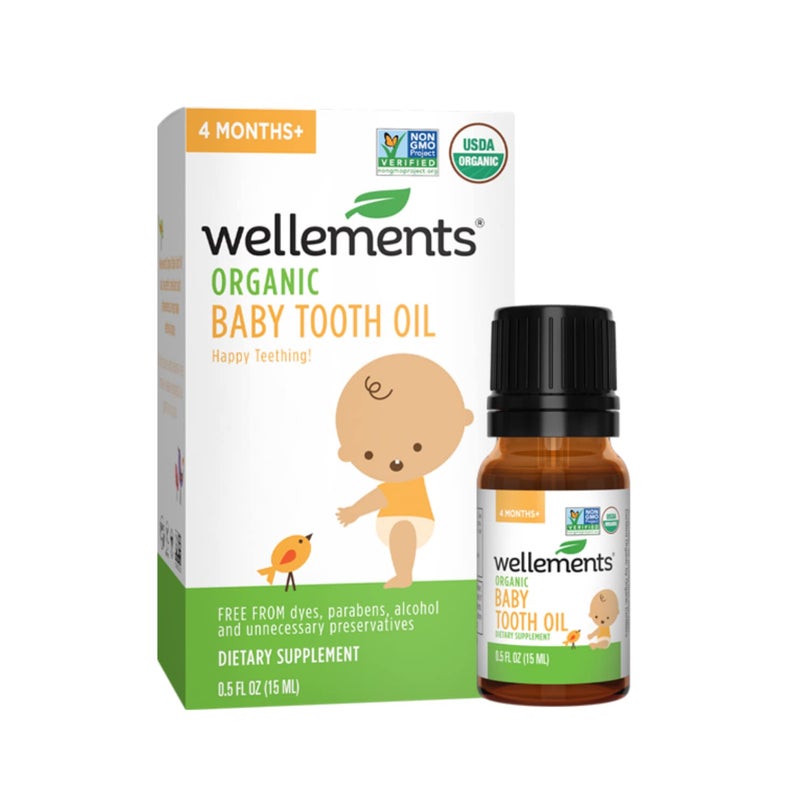Wellements Organic Baby Tooth Oil | Soothing Massage Oil for Tiny Gums, Helps Make Teething Happy, Made with Safe and Effective Certified Organic Ingredients | 0.5 Fl Oz. 4 Months + - Image 1