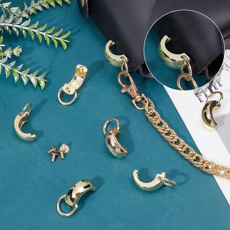 klarako 10 Sets Metal Bag Clip Buckle, Suspension Clasp for Purses Gold Handbag Connective Buckles with D Ring Screws Bag Hardware Clasp Chain Strap Connectors DIY Handmade Bag Making Accessories - Image 2
