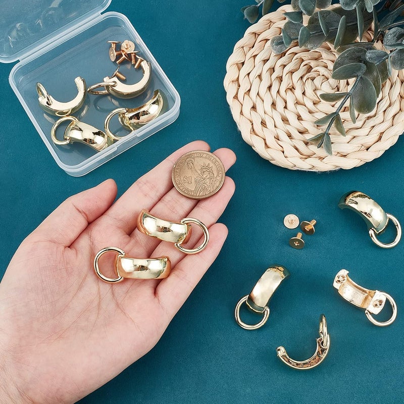 klarako 10 Sets Metal Bag Clip Buckle, Suspension Clasp for Purses Gold Handbag Connective Buckles with D Ring Screws Bag Hardware Clasp Chain Strap Connectors DIY Handmade Bag Making Accessories - Image 5
