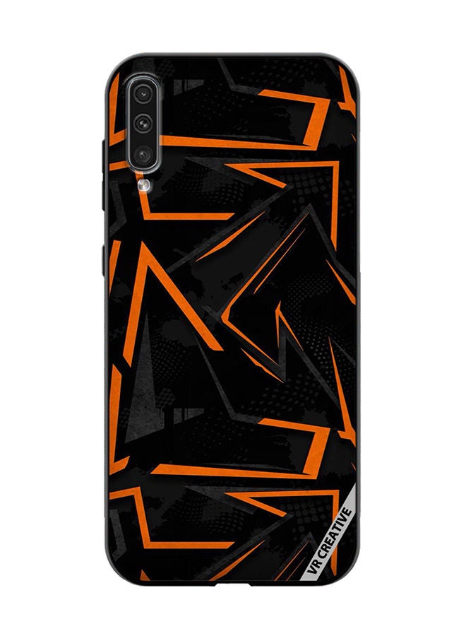 VR CREATIVE Protective Case Cover For Samsung Galaxy A50/A50s Black & Orange Pattern Design Multicolour - Image 1