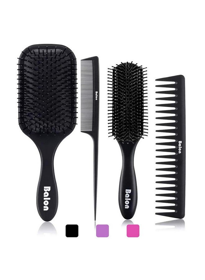 BALON 4Pcs Paddle Hair Brush Detangling Brush And Hair Comb Set For Men And Women Great On Wet Or Dry Hair No More Tangle Hairbrush For Long Thick Thin Curly Natural Hair - Image 2