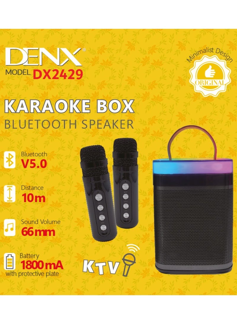 Denx Karaoke Machine, Mini Portable Karaoke Speaker With 2 Wireless Microphones And Dynamic Lights  - Image 4