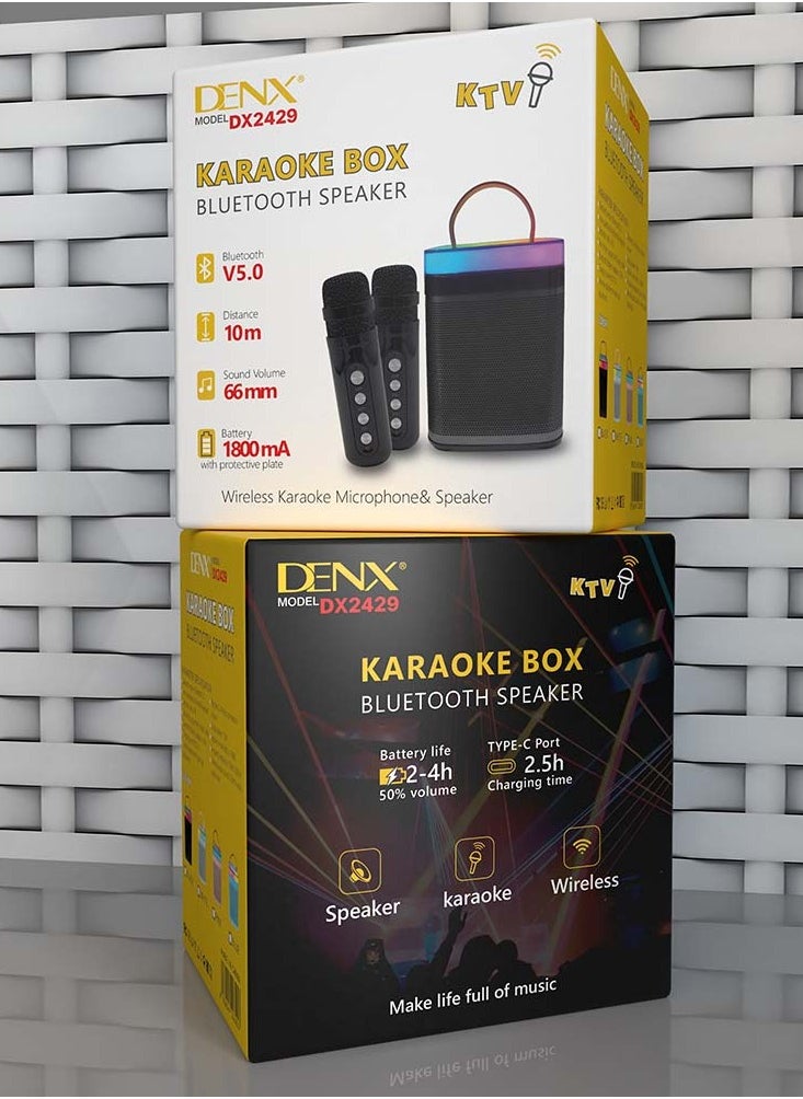 Denx Karaoke Machine, Mini Portable Karaoke Speaker With 2 Wireless Microphones And Dynamic Lights  - Image 3