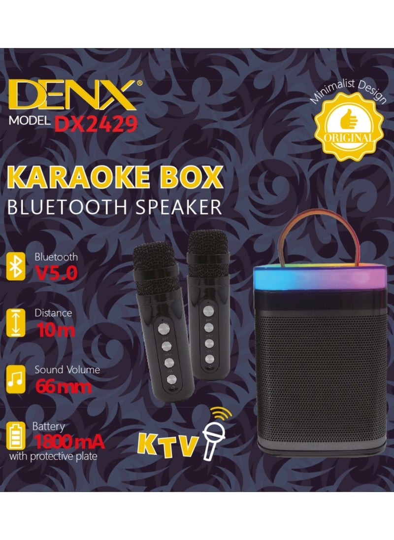 Karaoke Machine, Mini Portable Karaoke Speaker With 2 Wireless Microphones And Dynamic Lights