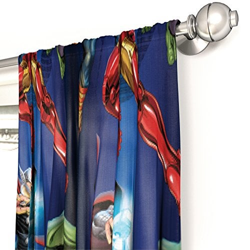 Jay Franco Kids Window Drapes - 4 Piece Curtain Set Includes 2 Tiebacks, Beautiful Bedding Room Décor and Easy Set Up, Blue - Avengers, 63 Inch - Image 3