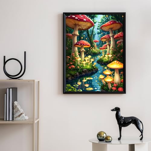 Camocin Diamond Art Kits for Adults Mushroom, 5D Stream Diamond Painting Kits for Adults Beginners, DIY Forest Full Round Dots Drill Gem Art Kit for Gift Home Wall Decor 12 x 16 Inch - Image 2
