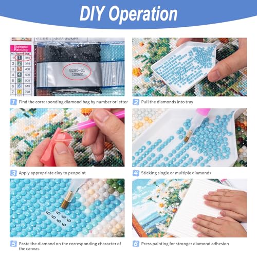 Camocin Diamond Art Kits for Adults Mushroom, 5D Stream Diamond Painting Kits for Adults Beginners, DIY Forest Full Round Dots Drill Gem Art Kit for Gift Home Wall Decor 12 x 16 Inch - Image 5