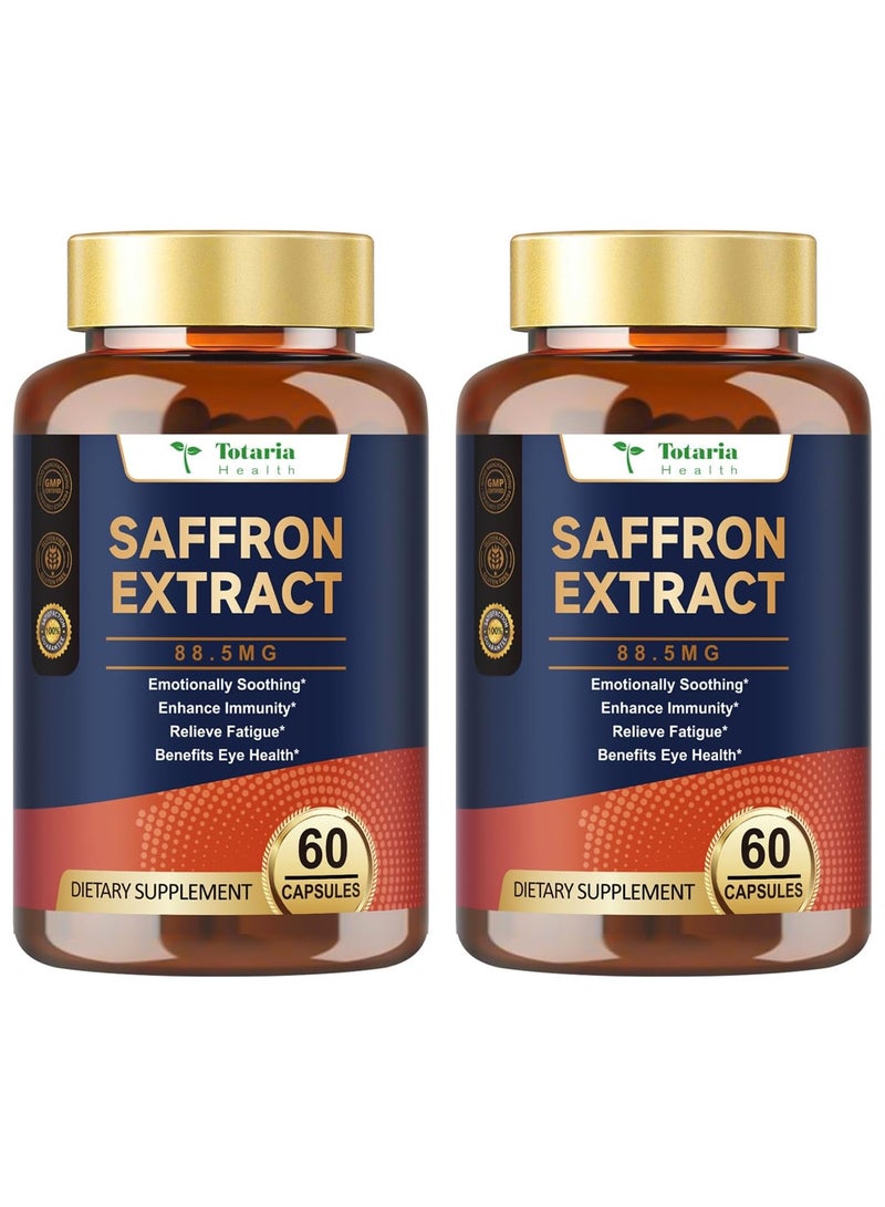 Totaria Organic Happy Saffron Supplements - 100% Organic Saffron Extract 88.5mg per Serving with Crocins, Safranal & Safromotivines for Better Mood, Energy, Eyes, Immunity, Blood, Men & Women, 60 Vegan Caps - Image 1