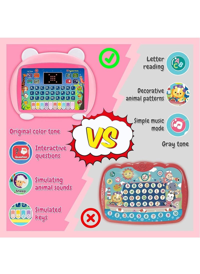 null - Kids Laptop Computer Toy, Early Educational Learning Laptop for Children, English Learner Study Tool, Fun & Interactive Machine for Learning Letters, Words, Games, Math, Music, Logic, Memory (Pink) - Image 1