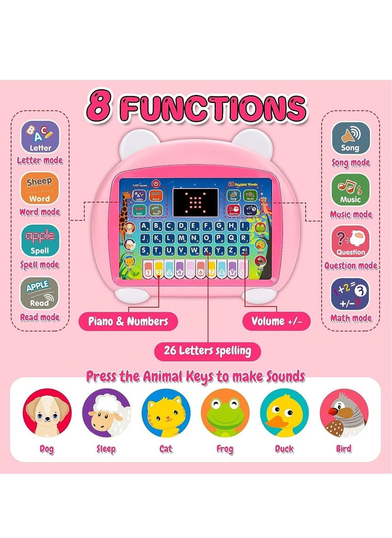 null - Kids Laptop Computer Toy, Early Educational Learning Laptop for Children, English Learner Study Tool, Fun & Interactive Machine for Learning Letters, Words, Games, Math, Music, Logic, Memory (Pink) - Image 1