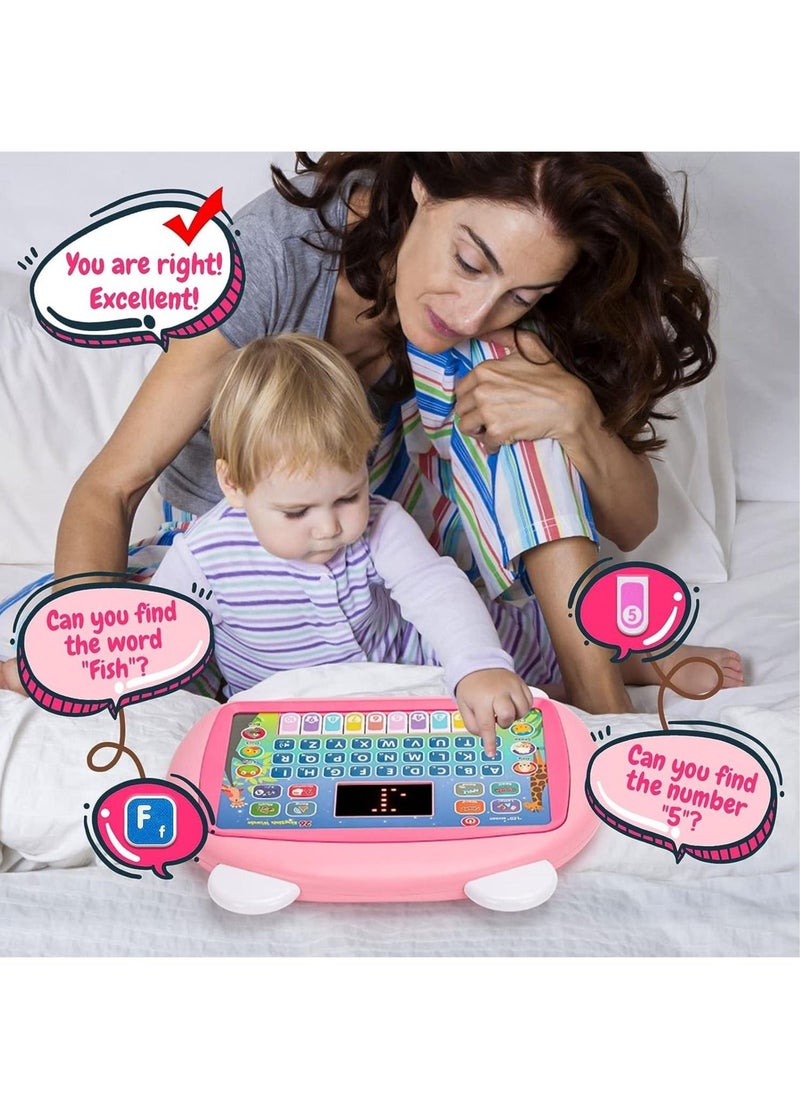 null - Kids Laptop Computer Toy, Early Educational Learning Laptop for Children, English Learner Study Tool, Fun & Interactive Machine for Learning Letters, Words, Games, Math, Music, Logic, Memory (Pink) - Image 1