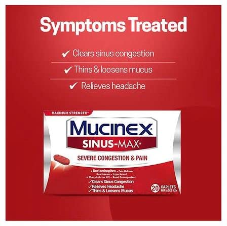 MUCINEX Sinus-Max Congestion & Pain Caplet (20 Count (Pack of 2)) - Image 3