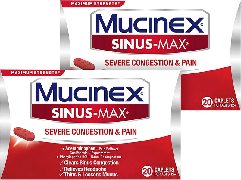 MUCINEX Sinus-Max Congestion & Pain Caplet (20 Count (Pack of 2)) - Image 1