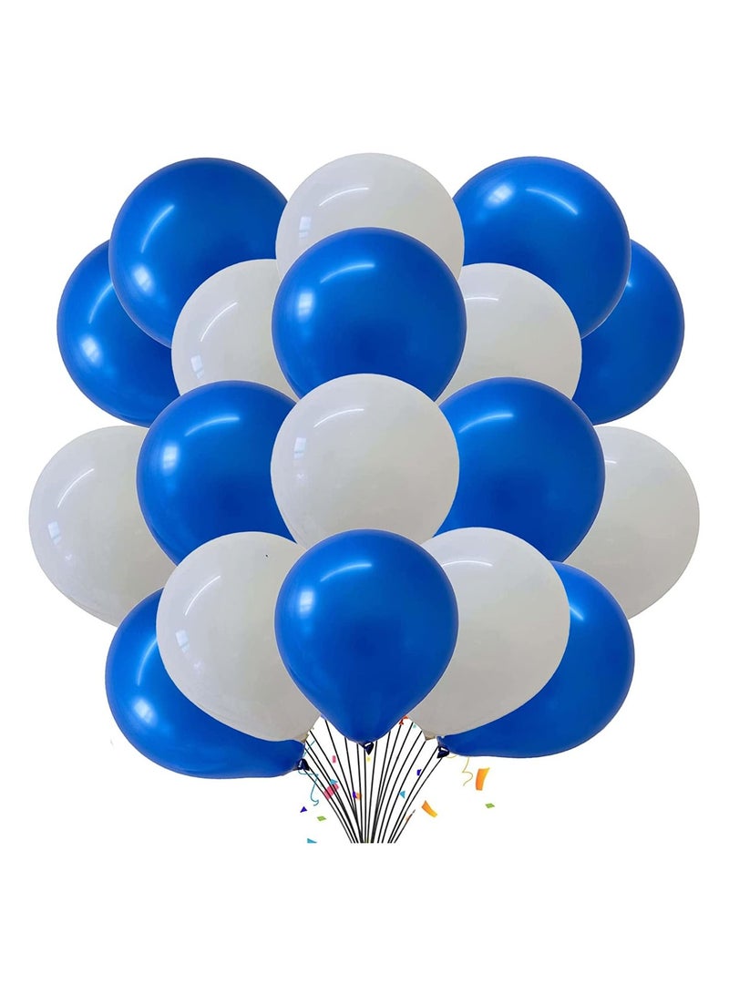 هايلاند 50 قطعة بالونات بيضاء وزرقاء لتزيين حفلات أعياد الميلاد وحفلات الزفاف والذكرى السنوية
