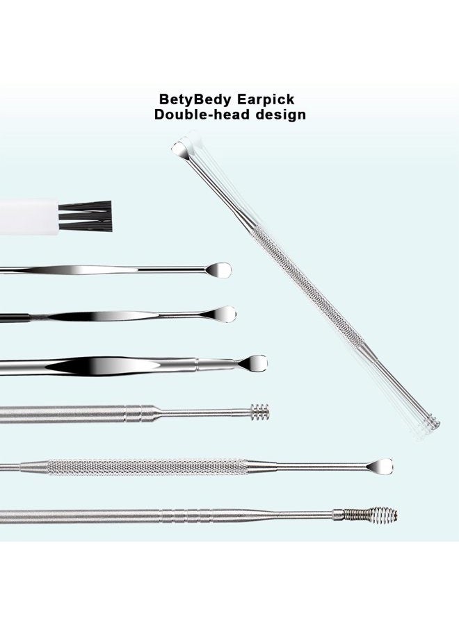 BetyBedy 7 Pcs Ear Pick Earwax Removal Kit, Ear Cleansing Tool Set, Ear Curette Ear Wax Remover Tool with Cleaning Brush and Storage Box, Sliver - Image 3