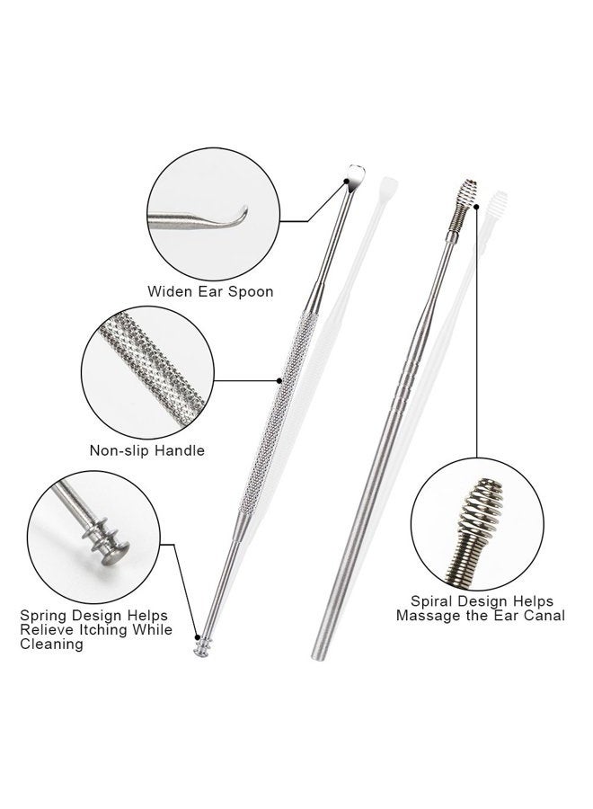 BetyBedy 7 Pcs Ear Pick Earwax Removal Kit, Ear Cleansing Tool Set, Ear Curette Ear Wax Remover Tool with Cleaning Brush and Storage Box, Sliver - Image 4