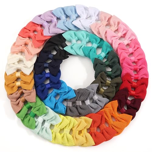 JOYOYO 60Pcs Baby Girls Kids Toddlers 275 Inch Twill Waffle Fabric Hair Bows Alligator Clips for Pigtails Hair Accessories and Bangs - Image 1