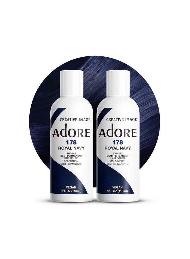 Adore صبغة شعر دور شبه دائمة نباتية وخالية من القسوة على الحيوانات، 4 أونصة سائلة، 178 أزرق بحري ملكي (عبوة من قطعتين) - Image 1