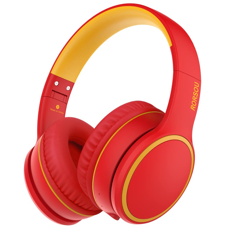 RORSOU B10 Wireless Bluetooth Over-Ear Headphones, Lightweight Folding Stereo Bass Headset with Mic, 50H Playtime, Volume Control, Bluetooth 5.3 Headphones for iPad/Travel/Tablet/PC (Red) - Image 1